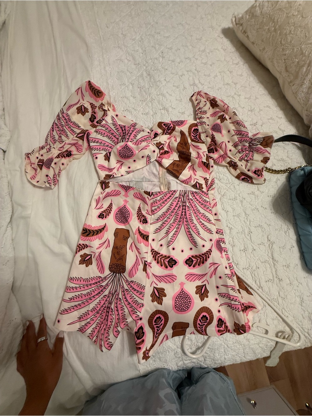 Girls Pink Floral Cutout Dress